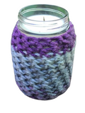 Crochet Sleeve Upcycled Mason Jar Candle Soy Wax Choice of Scents Organic Hemp Wick