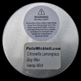 Citronella Lemongrass Essential Oil Candles Seamless Aluminum Tip Screw Top Lid Organic Hemp Wick