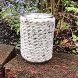 Crocheted CANdle Sleeve Soy Candle 15oz Organic Hemp Wick