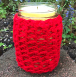 Citronella Lemongrass Mason Jar Soy Candles Crochet Sleeve Hemp Wick Essential Oils