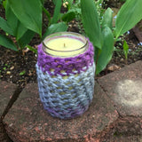 CitronellaLemongras Upcycled Mason Jar Crocheted Sleeve Soy Candles Hemp Wick Essential Oils