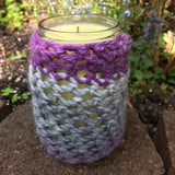 CitronellaLemongras Upcycled Mason Jar Crocheted Sleeve Soy Candles Hemp Wick Essential Oils