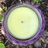 CitronellaLemongras Upcycled Mason Jar Crocheted Sleeve Soy Candles Hemp Wick Essential Oils
