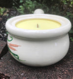 Citronella Lemongrass Soy Candle Cherry Wood Wick Upcycled Decorative Crock  Essential Oils