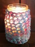 Crocheted Sleeve Mason Jar Candle Soy Wax Choice of Scents Organic Hemp Wick