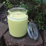 Citronella Lemongrass Essential Oil Soy Candles Handmade Upcycled Reusable Clear Glass Decanter Organic Hemp Wick