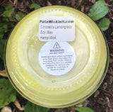 Citronella Lemongrass Essential Oil Soy Candles Handmade Upcycled Reusable Clear Glass Decanter Organic Hemp Wick