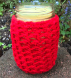 Citronella Lemongrass Mason Jar Soy Candles Crochet Sleeve Hemp Wick Essential Oils