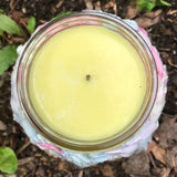 Citronella Lemongrass Essential Oil Reusable Mason Jar Soy Candles Crochet Sleeve Organic Hemp Wick