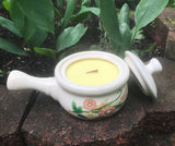 Citronella Lemongrass Soy Candle Cherry Wood Wick Upcycled Decorative Crock  Essential Oils