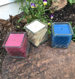 Soy Candles Handmade Red White and Blue Square Glass Upcycled Organic Hemp Wicks