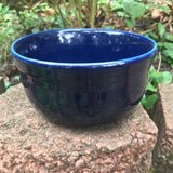 Custom Soy Candle Made to Order Upcycled Navy Blue Ceramic Bowl Organic Hemp Wicks