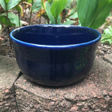 Custom Soy Candle Made to Order Upcycled Navy Blue Ceramic Bowl Organic Hemp Wicks