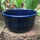 Custom Soy Candle Made to Order Upcycled Navy Blue Ceramic Bowl Organic Hemp Wicks