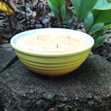Pumpkin Spice Soy Candles Handmade Upcycled Reusable Ceramic Bowl Three Organic Hemp Wicks
