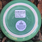 Soy Candles Handmade Choice of Scents Upcycled Green Ceramic Bowl Organic Hemp Wicks