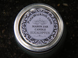 Eucalyptus Scented Candles Upcycled Mason Jar Soy Wax Organic Hemp Wick