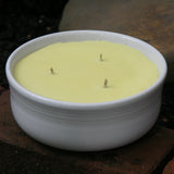 Citronella Lemongrass Soy Candles Handmade Upcycled Reusable Ceramic Bowl Organic Hemp Wicks