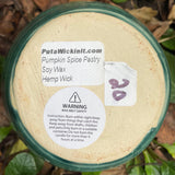 Handmade Pottery Pumpkin Spice Pastry Soy Wax Candle Organic Hemp Wick