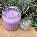 Lavender Soy Candles Handmade Upcycled Glass DecanterOrganic Hemp Wick