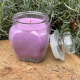 Lavender Soy Candles Handmade Upcycled Reusable Glass Decanter Organic Hemp Wick