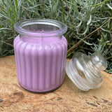 Lavender Soy Candles Handmade Upcycled Glass DecanterOrganic Hemp Wick