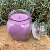 Lavender Soy Candles Handmade Upcycled Reusable Glass Decanter Organic Hemp Wick