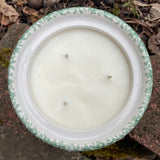 Green Heart Design Soy Candle Eco Friendly Ceramic Crock with Lid Organic Hemp Wick
