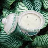 Green Heart Design Soy Candle Eco Friendly Ceramic Crock with Lid Organic Hemp Wick