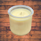 Pina Colada Scented Upcycled Reusable Yogart Jar with Soy Wax and an Organic Hemp Wick