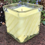 Citronella Lemongrass Scented Soy Candle Upcycled 8oz Beveled Glass Container Organic Hemp Wick