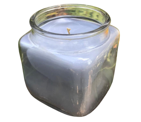 Soy Wax Candle, "Lightly Pachuli" Scent with Organic Beeswax Hemp Wick in Upcycled Container