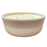 Citronella Lemongrass Soy Candle Upcycled Pale Yellow Ceramic Bowl Organic Hemp Wicks Essential Oils