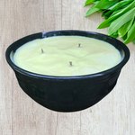 Citronella Lemongrass Essential Oil Soy Candles Upcycled Black Ceramic Bowl Three Organic Hemp Wicks