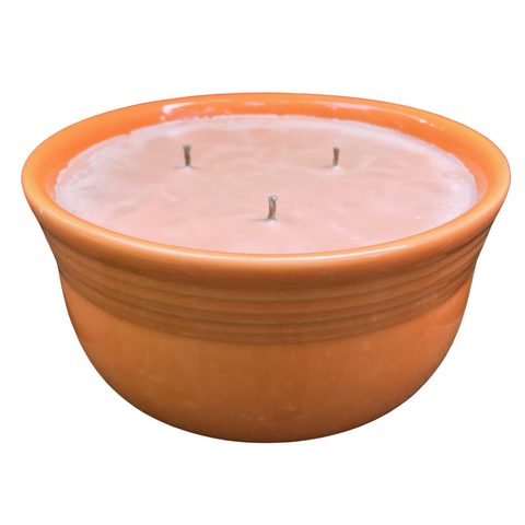 Pumpkin Spice Pastry Soy Candle Upcycled Orange Ceramic Bowl Hemp Wicks