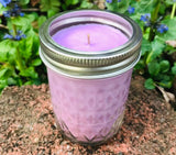 Lavender Scented Candle Upcycled Mason Jar Soy Wax Organic Hemp Wick