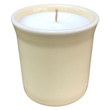 Pale Yellow C Handle Ceramic Coffee Cup with Choice of Scents and an organic beeswax coated hemp wick,