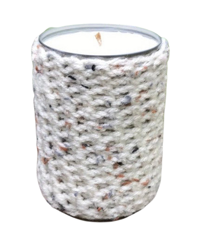 Crocheted CANdle Sleeve Soy Candle 15oz Organic Hemp Wick