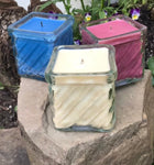 Soy Candles Handmade Red White and Blue Square Glass Upcycled Organic Hemp Wicks