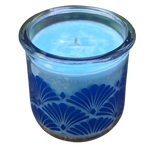 Peppermint Essential Oil Soy Candles Handmade Upcycled Reusable Glass Container Shell Design Organic Hemp Wick