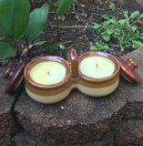 Citronella Lemongrass Essential Oil Soy Candles Upcycled Double Crock Hemp Wicks