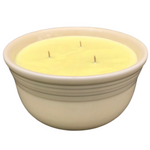 Citronella Lemongrass Soy Candles Upcycled Pale Yellow Pottery Bowl Organic Hemp Wicks Essential Oils