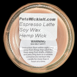 Espresso Latte Scented Candles Upcycled Mason Soy Wax Organic Hemp Wick