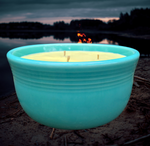Citronella Lemongrass Soy Candle Upcycled Teal Bowl Hemp Wicks