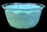 Eucalyptus Scented Soy Candle Upcycled Beveled Glass 15oz Bowl Organic Hemp Wicks
