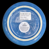 Vanilla Scented Soy Candle Handmade Upcycled 22oz Medium Blue Ceramic Bowl w/ 3 Organic Hemp Wicks