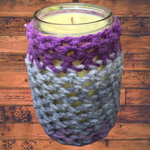 CitronellaLemongras Upcycled Mason Jar Crocheted Sleeve Soy Candles Hemp Wick Essential Oils