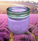 Lavender Scented Candles Soy Wax Upcycled Vintage Fruit Jars Organic Hemp Wick
