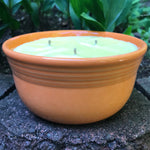Citronella Lemongrass Soy Candle Upcycled Tangerine Ceramic Bowl Hemp Wicks