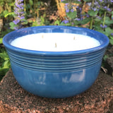 Soy Candles Upcycled Medium Blue Ceramic Bowl Hemp Wicks